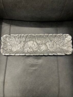 Arthur Court Silver Bunny Rabbit Leaf Relief Tray
